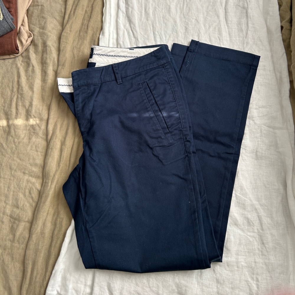 Lord & Taylor Navy Mid Rise Chinos